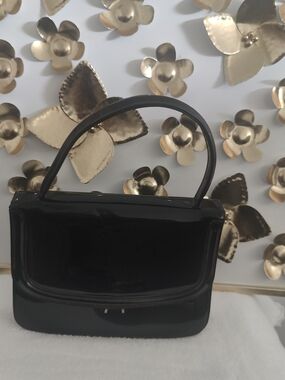 Palizzio - Vintage Black Patent Top-Handle Classic Women's Bag